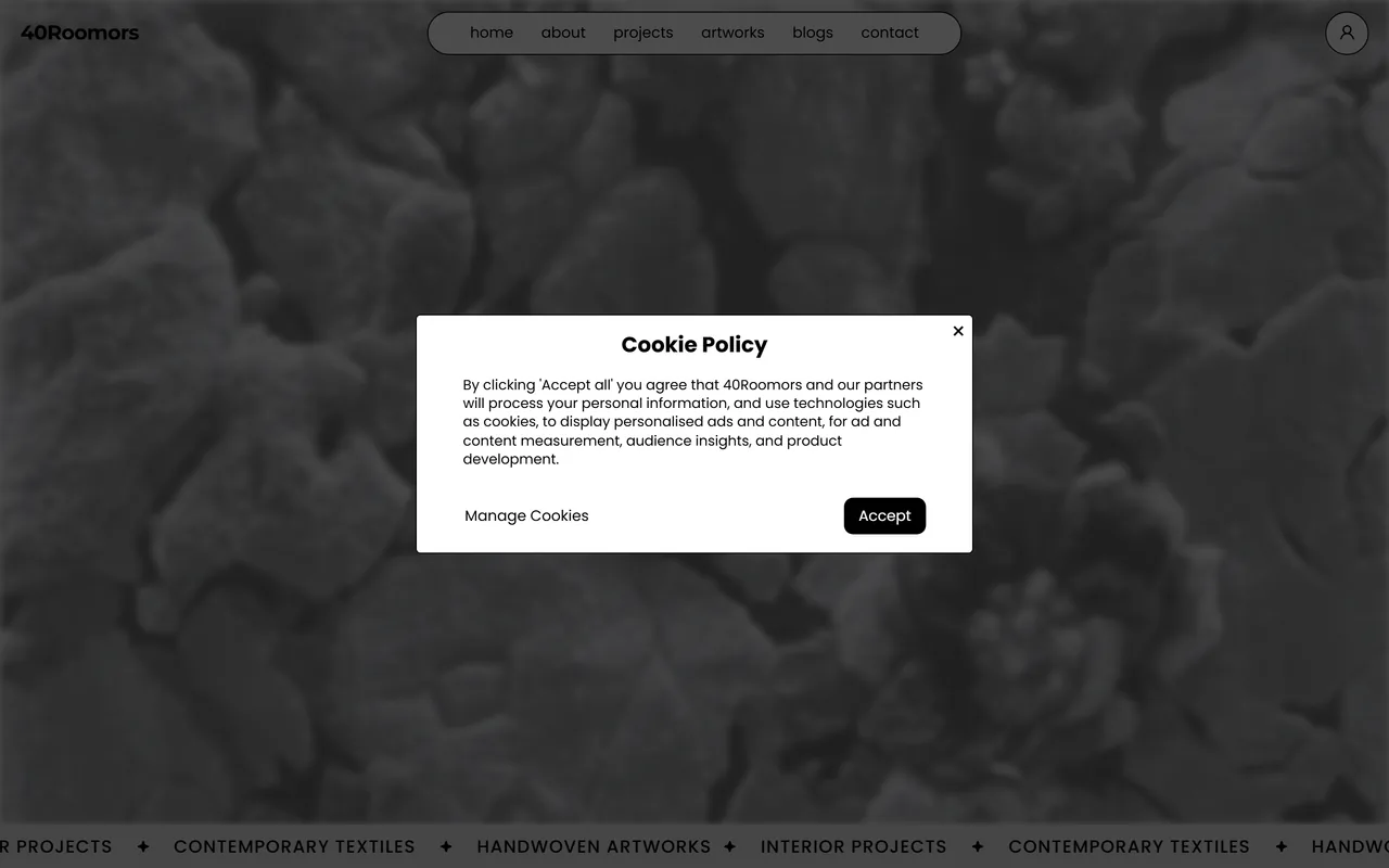 40Roomors, Tufting & textile arts, με custom CMS που έχτισα